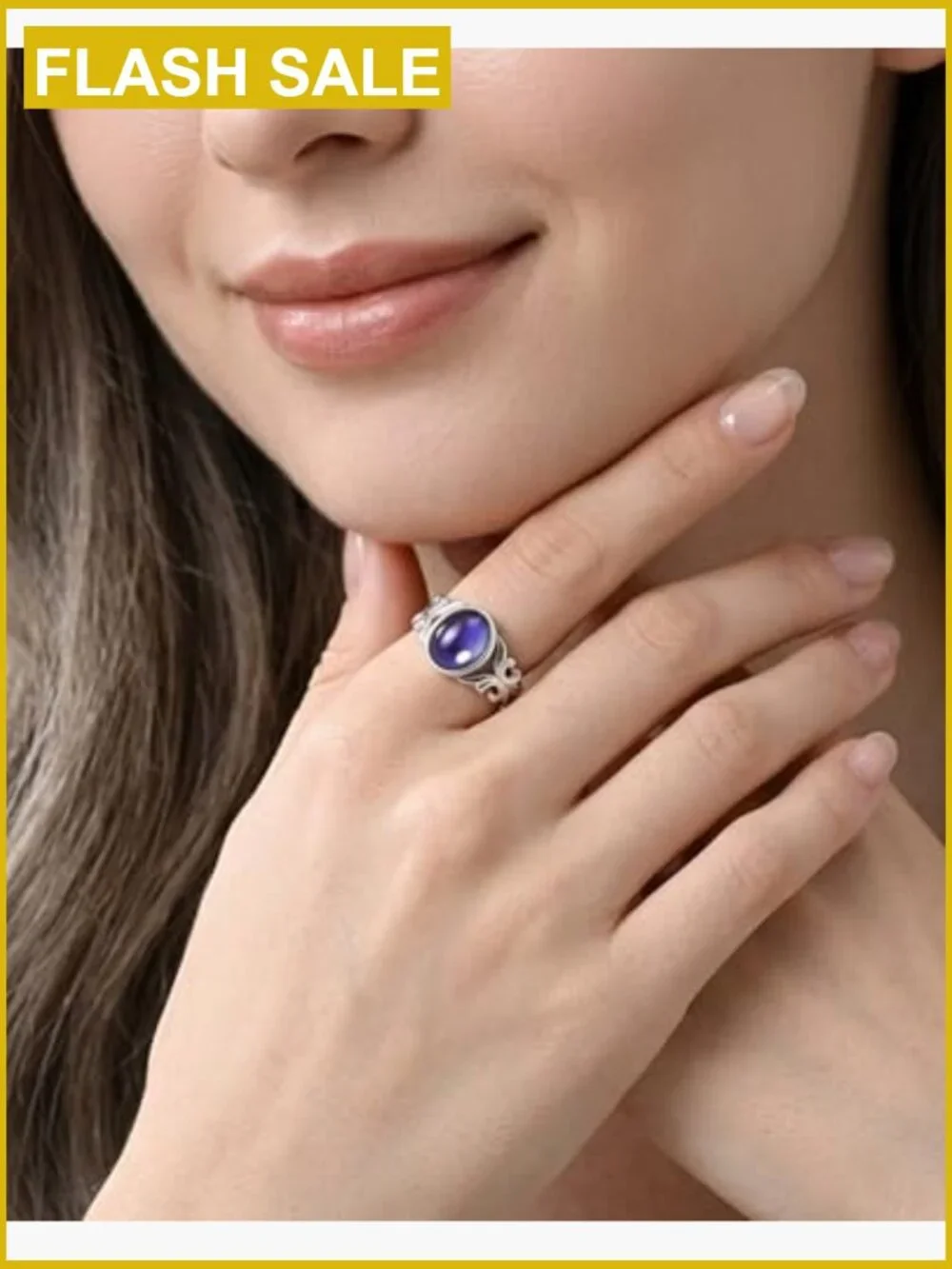 Sterling Silver Mood Ring Color Changing Thermochromic Size 7 Statement Ring